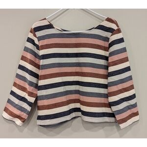 Tribe Alive Boxy Cut Striped 100% Cotton Top Size Large